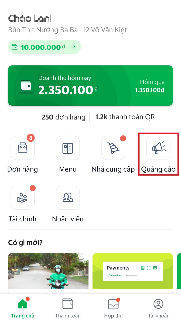 Hướng dẫn tạo quảng cáo GrabFood trên ứng dụng Grab Merchant cho đối tác nhà hàng, quán cafe