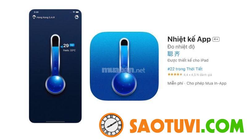 Tổng hợp 7 app đo nhiệt độ phòng bằng điện thoại tốt nhất hiện nay Một app đo nhiệt đồ phòng iOS uy tín mà bạn có thể tham khảo: Nhiệt kế APP - Nguồn: Internet