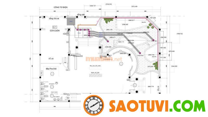 20+ Mẫu bản vẽ thiết kế quán cà phê sân vườn đẹp và độc đáo Bản thiết kế quán cà phê sân vườn có hồ cá KOI - Nguồn ảnh: Sưu tầm