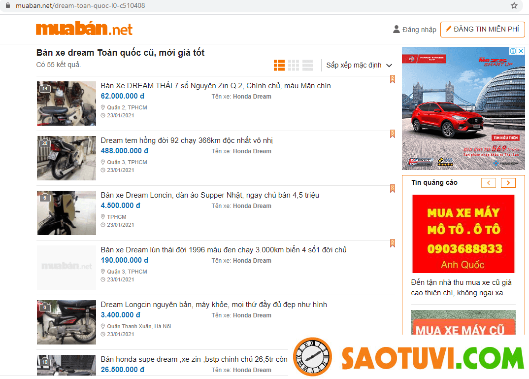 Nếu bạn cũng đang tìm mua xe Dream Thái cũ thì ngay hôm nay hãy truy cập saotuvi.com nhé.
