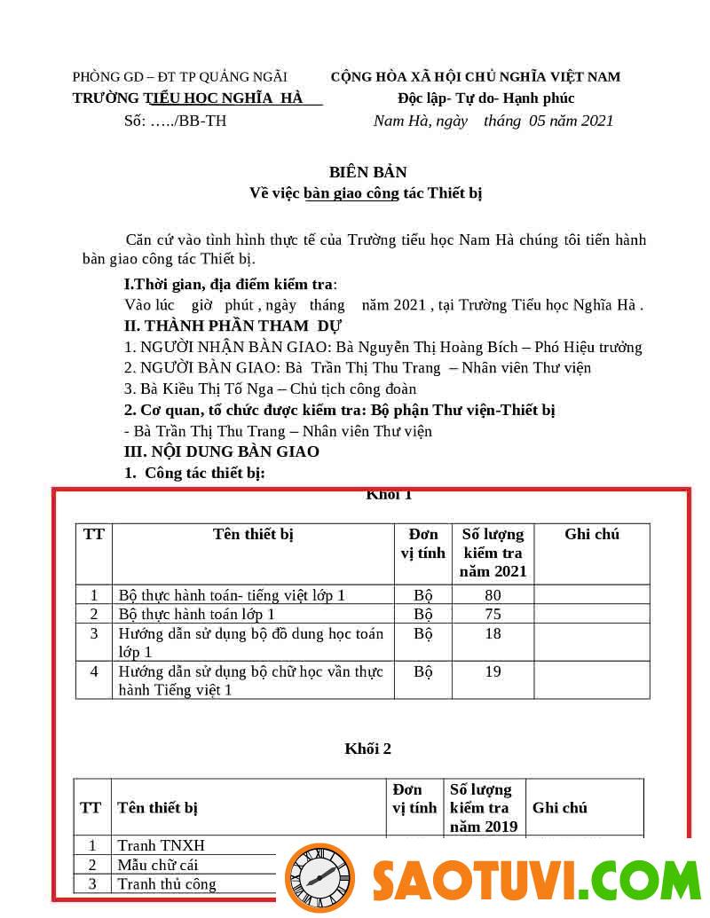 Biên bản bàn giao thiết bị là gì? Tải mẫu chi tiết nhất 2023 Liệt kê đầy đủ thiết bị bàn giao