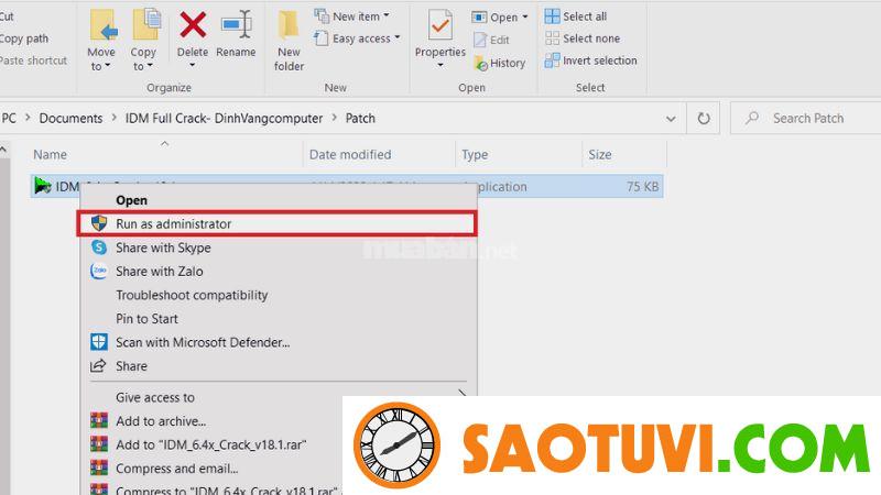Hướng dẫn cách crack IDM vĩnh viễn cho mọi phiên bản Chọn Run as administrator để chạy chương trình Crack
