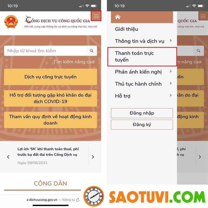 Hướng dẫn cách đóng thuế đất online 2023 nhanh chóng nhất Hướng dẫn cách đóng thuế Online - Bước 1