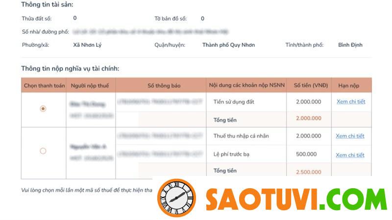 Hướng dẫn cách đóng thuế đất online 2023 nhanh chóng nhất Hướng dẫn cách đóng thuế Online - Bước 5