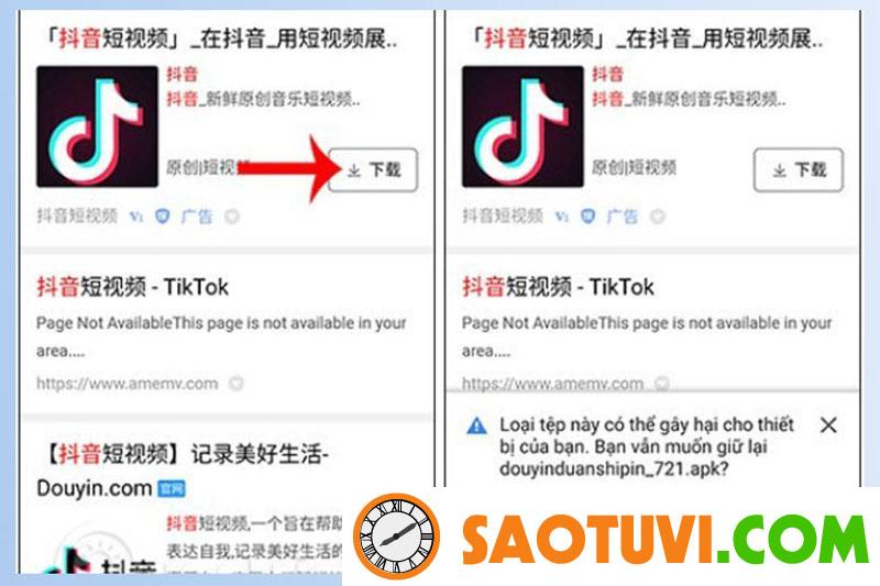 Cách tải cách tải Tiktok Trung Quốc (Douyin) trên iOS và Android đơn giản nhất Nhấn vào Dowload thực hiện tải APK.