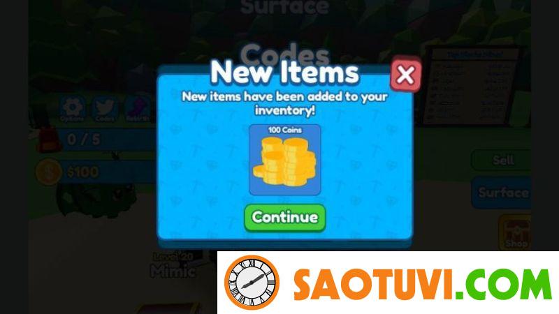 Code Mining Simulator 2 mới nhất dành riêng cho bạn 08/2023 Thông báo đã nhập code thành công
