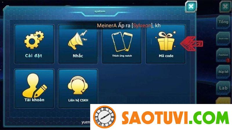 Full code Thủ Lĩnh Siêu Thú mới nhất hôm nay 2023 Bước 3: Nhấn chọn vào mục “Mã code” có biểu tượng là hình hộp quà