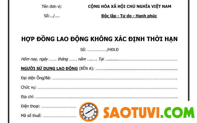 Hợp đồng làm việc không xác định thời hạn