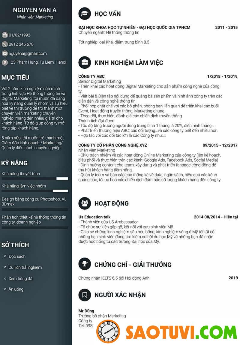 Cách viết CV Digital Marketing nổi bật trước mọi đối thủ CV Digital Marketing cho người đã có kinh nghiệm