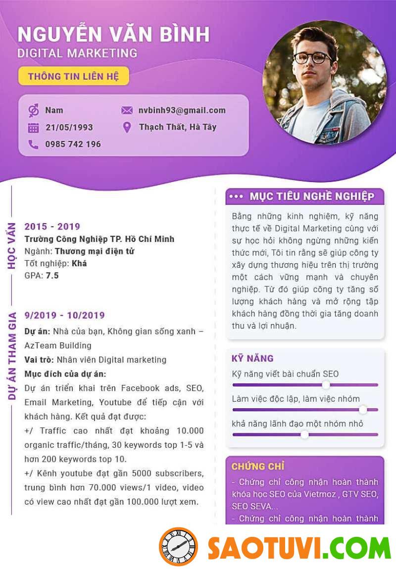 Cách viết CV Digital Marketing nổi bật trước mọi đối thủ CV Digital Marketing cho người đã có kinh nghiệm