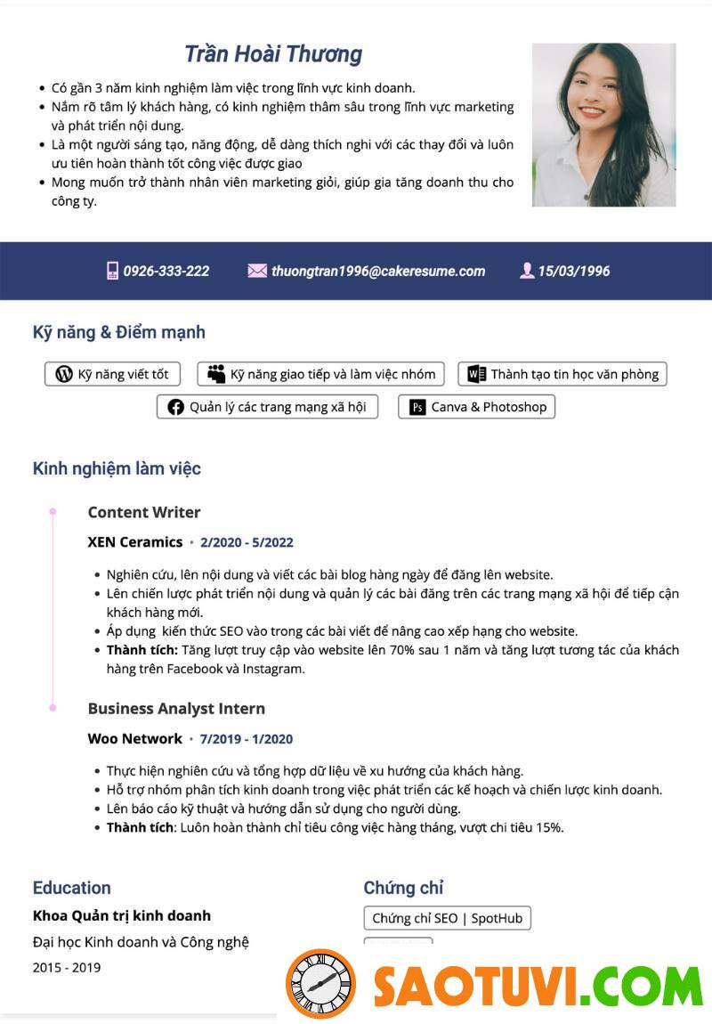 Cách viết CV Digital Marketing nổi bật trước mọi đối thủ CV Digital Marketing cho người đã có kinh nghiệm