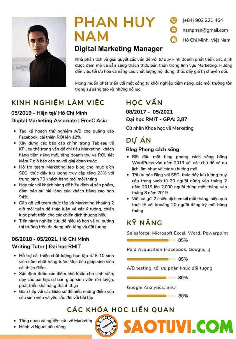 Cách viết CV Digital Marketing nổi bật trước mọi đối thủ CV Digital Marketing Manager