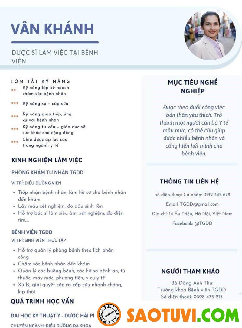 Top 10 mẫu CV dược sĩ bán thuốc đẹp, chuyên nghiệp, ấn tượng CV dược sĩ bán thuốc mẫu 3