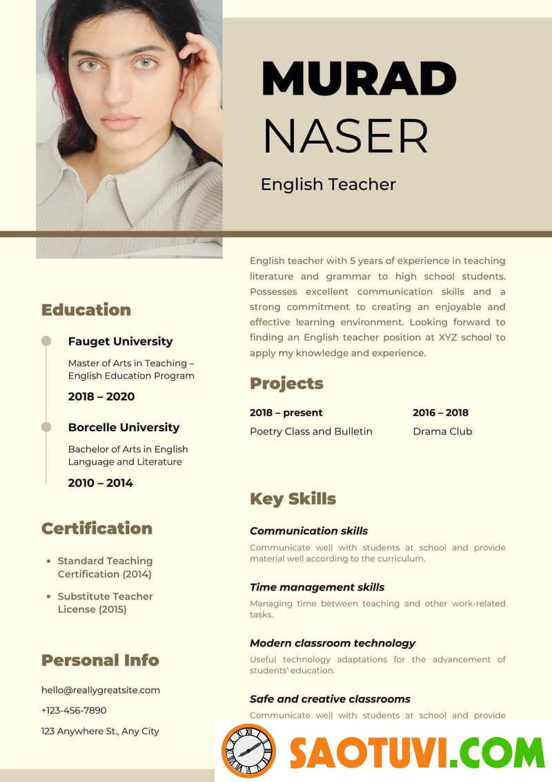 10+ Mẫu CV English Teacher chuyên nghiệp, thu hút nhà tuyển dụng Mẫu CV English Teacher cho sinh viên mới ra trường