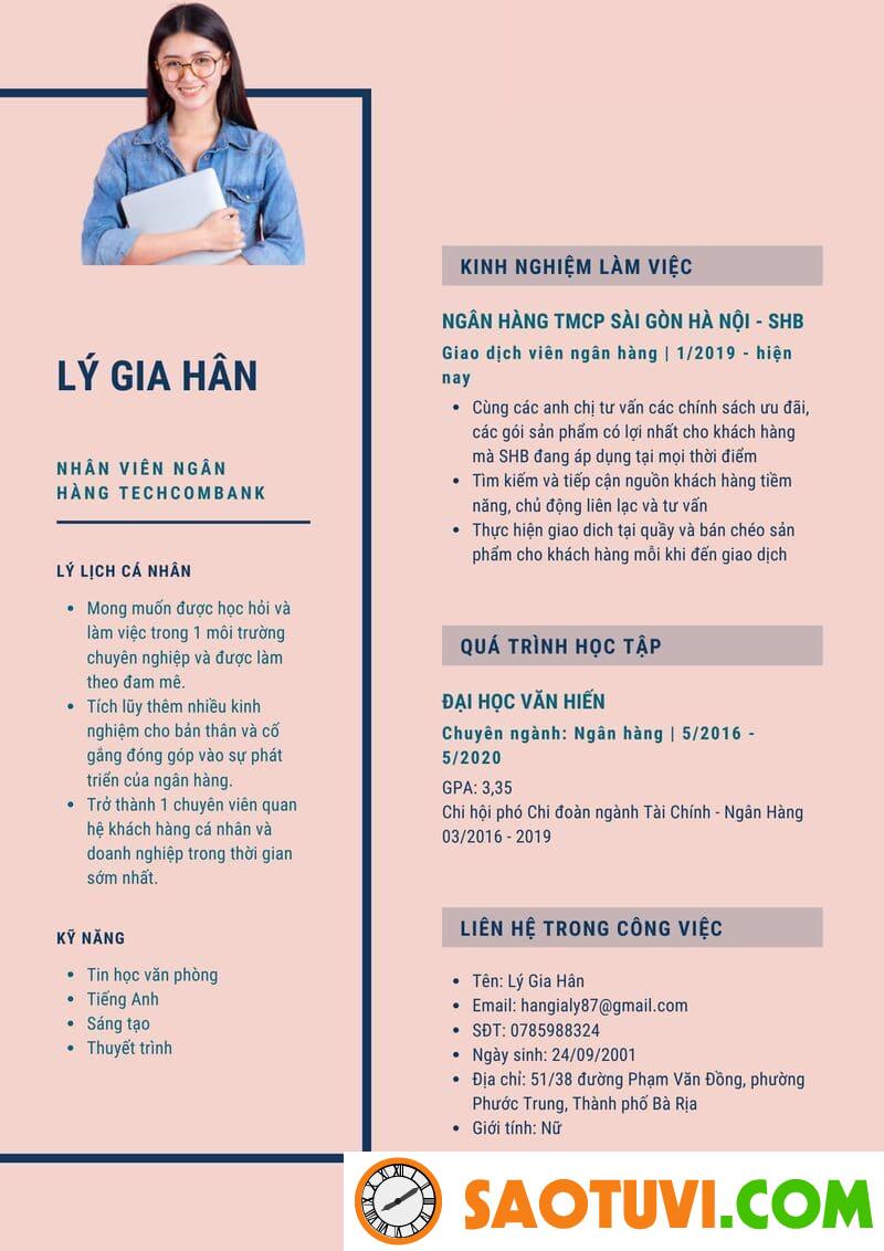 Mẫu CV ngân hàng Techcombank