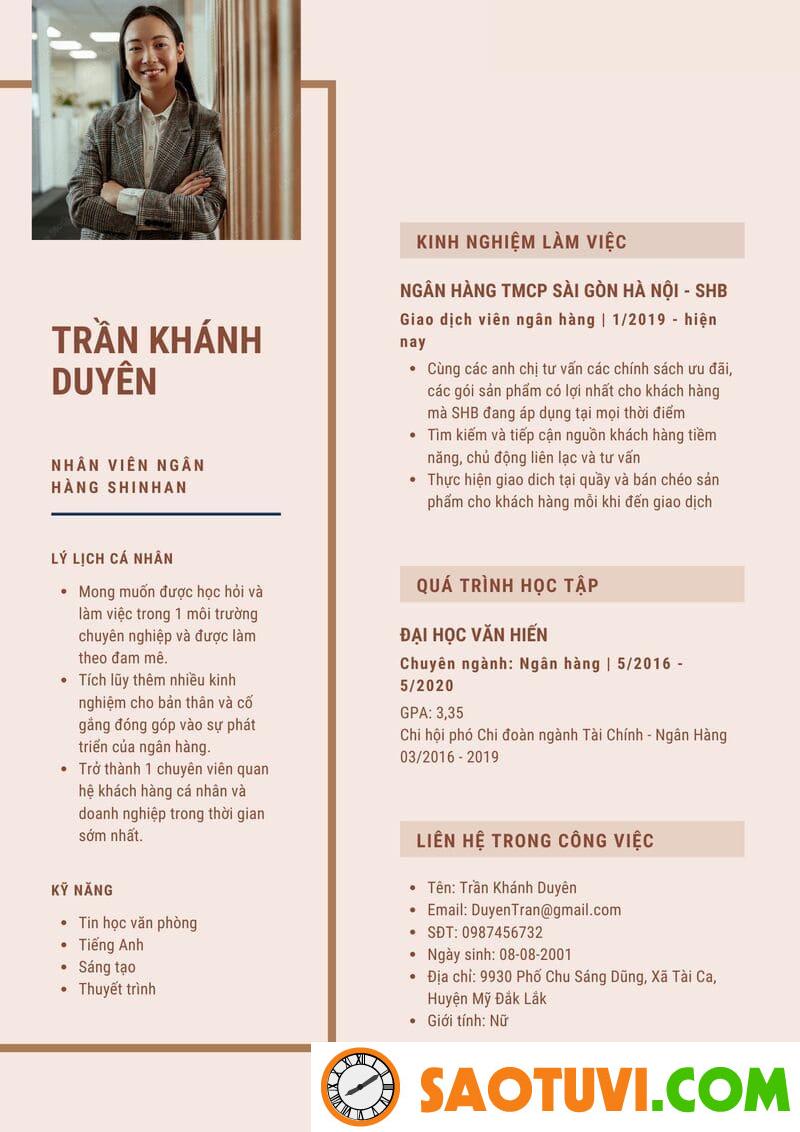 Mẫu CV ngân hàng Shinhan 