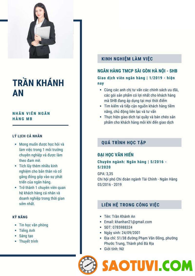 Mẫu CV ngân hàng MB 