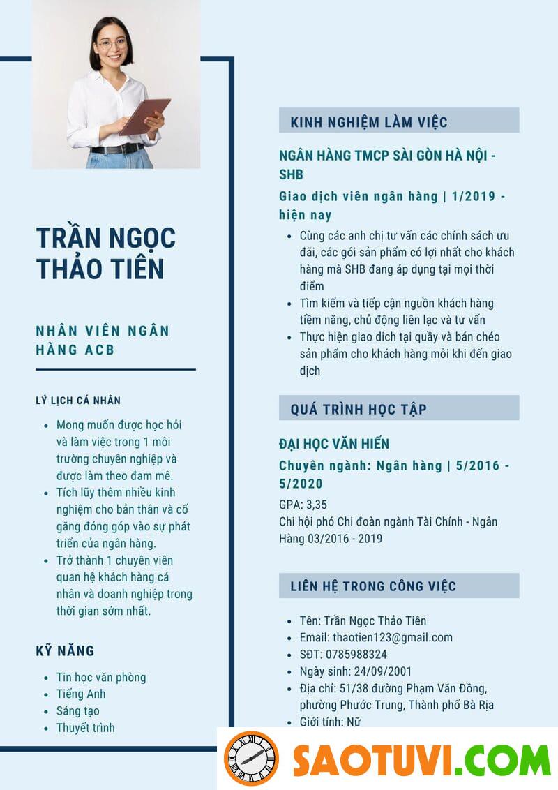 Mẫu CV ngân hàng ACB 