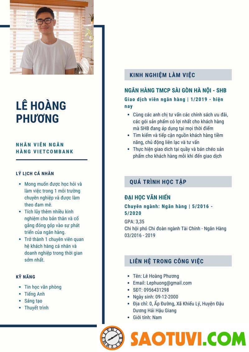 Mẫu CV ngân hàng Vietcombank