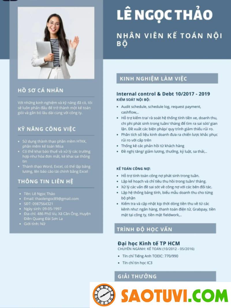 Mẫu CV kiểm toán nội bộ