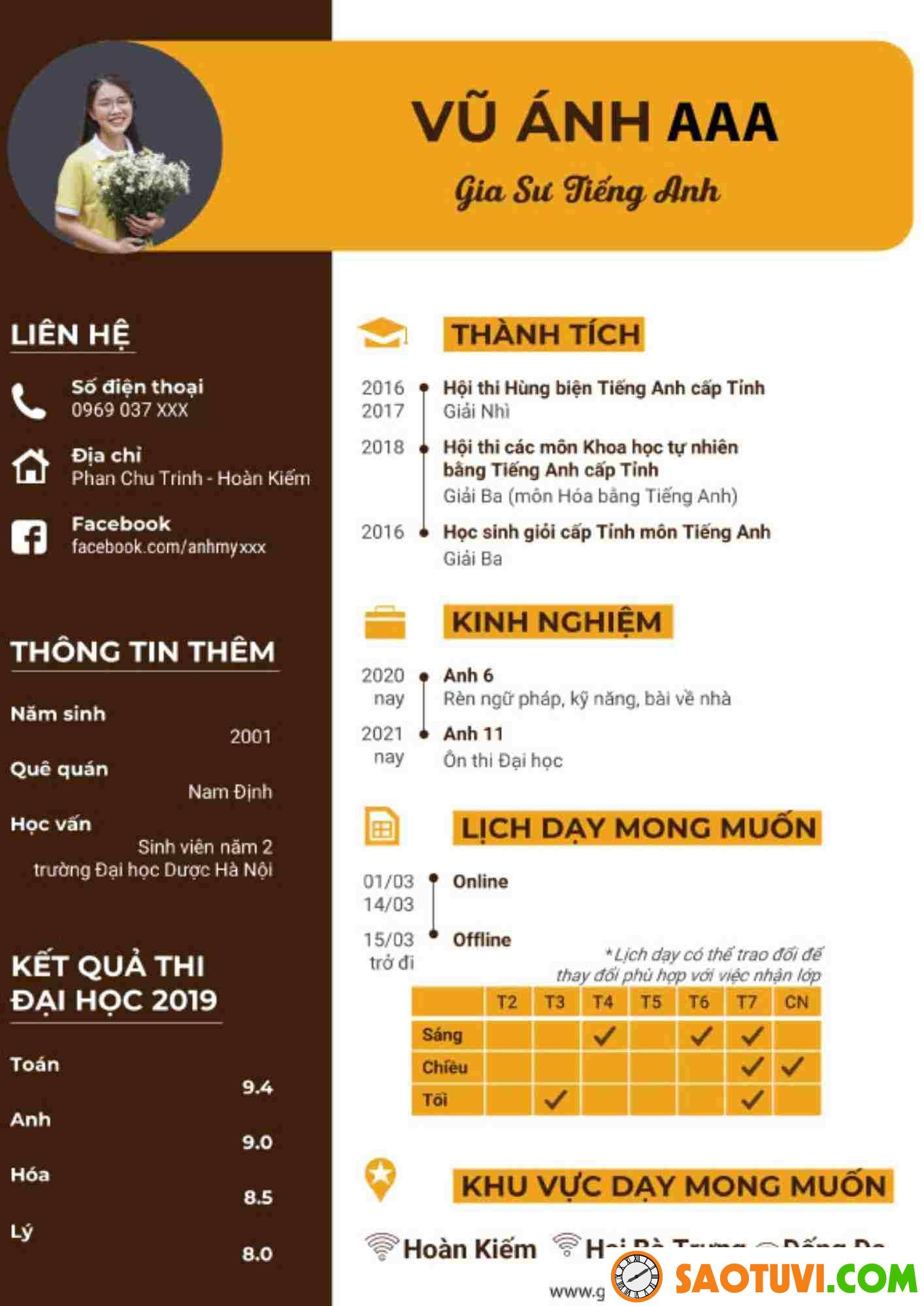 Top 25 mẫu CV part time cho sinh viên đẹp, đúng chuẩn CV Gia sư part time (Sưu tầm)