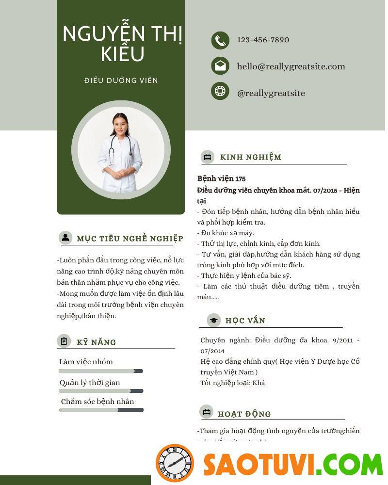 Top 10 mẫu CV xin việc điều dưỡng được lòng nhà tuyển dụng Mẫu CV xin việc điều dưỡng ấn tượng 10 (Ảnh: Sưu tầm)