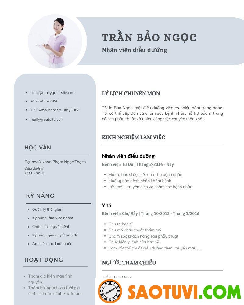 Top 10 mẫu CV xin việc điều dưỡng được lòng nhà tuyển dụng Mẫu CV xin việc điều dưỡng ấn tượng 6 (Ảnh: Sưu tầm)