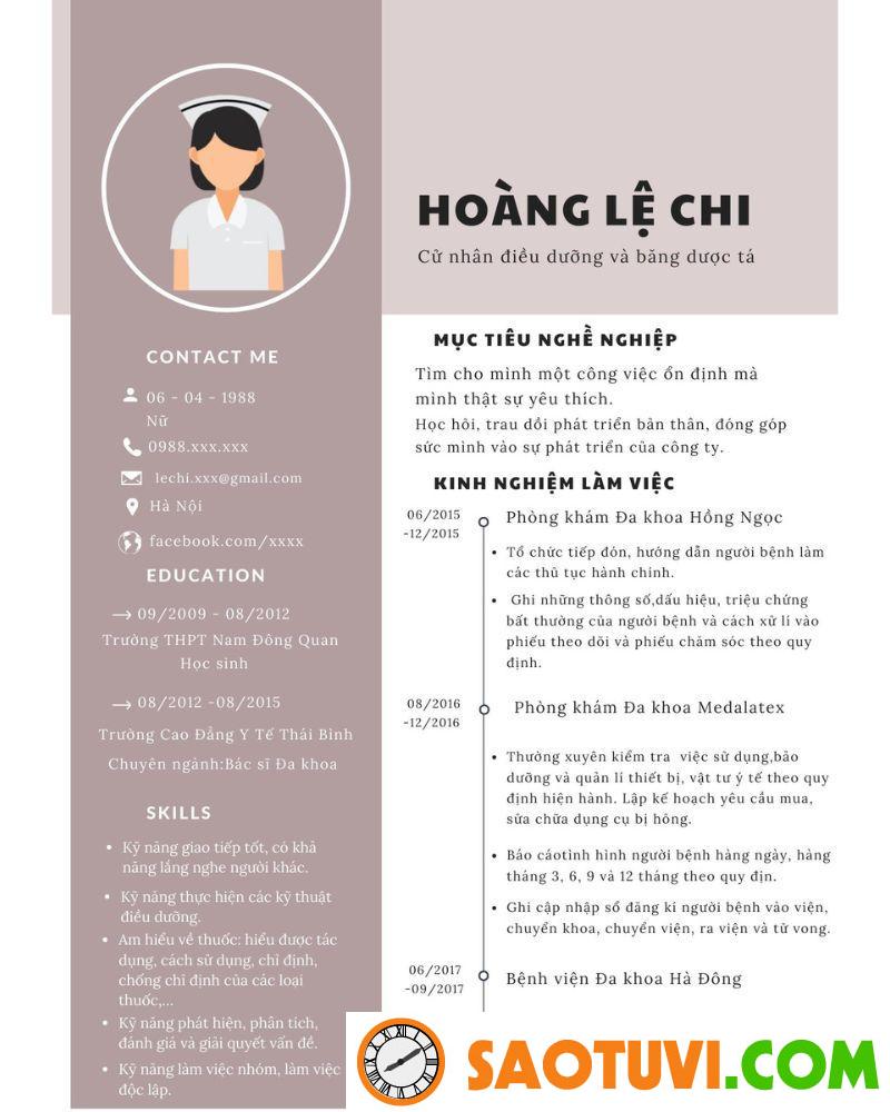 Top 10 mẫu CV xin việc điều dưỡng được lòng nhà tuyển dụng Mẫu CV xin việc điều dưỡng ấn tượng 1