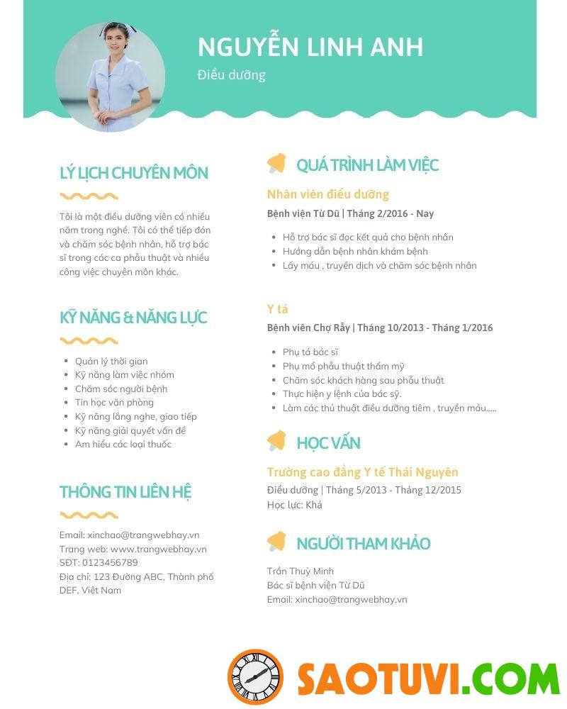 Top 10 mẫu CV xin việc điều dưỡng được lòng nhà tuyển dụng Mẫu CV xin việc điều dưỡng ấn tượng 8 (Ảnh: Sưu tầm)