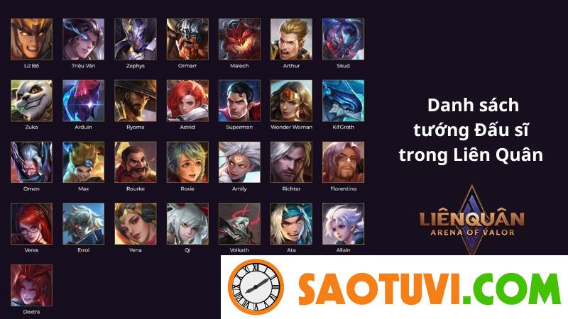 Tổng hợp tướng liên quân mới nhất 2024 | Garena Liên Quân Mobile Danh sách các vị tướng Đấu sĩ trong Liên quân mới nhất 2023