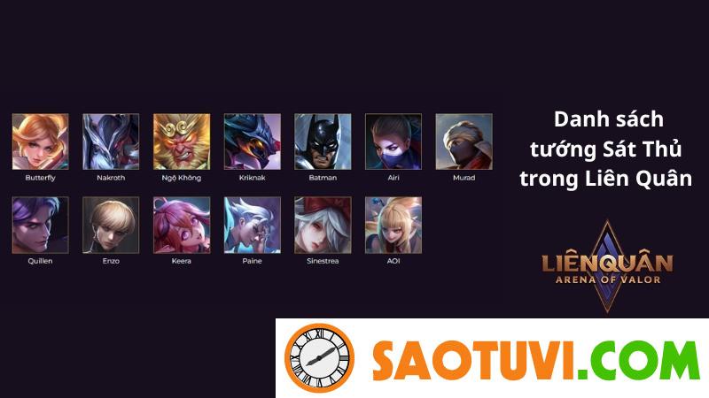 Tổng hợp tướng liên quân mới nhất 2024 | Garena Liên Quân Mobile Danh sách tướng Sát thủ trong Liên Quân