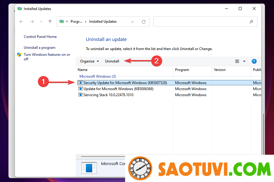 explorer_e50dkgvsxs Uninstall the problematic Windows Update