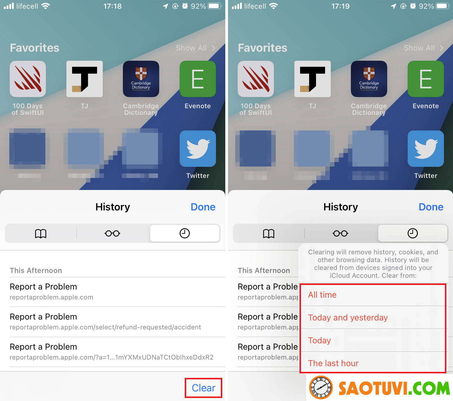 how to delete safari history