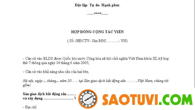 Mẫu hợp đồng cộng tác viên mới nhất 2024