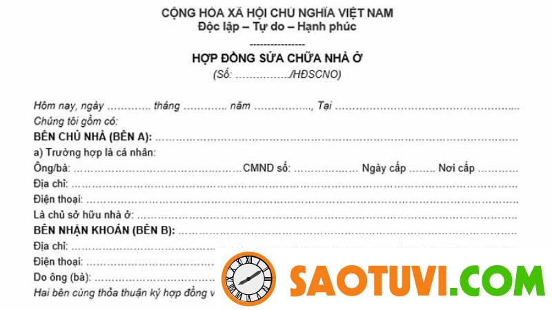 Mẫu hợp đồng sửa chữa nhà mới nhất cập nhật 2023 Mẫu hợp đồng sửa chữa nhà mới nhất cập nhật 2023