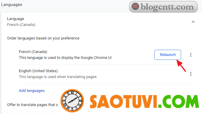 display chrome in different language
