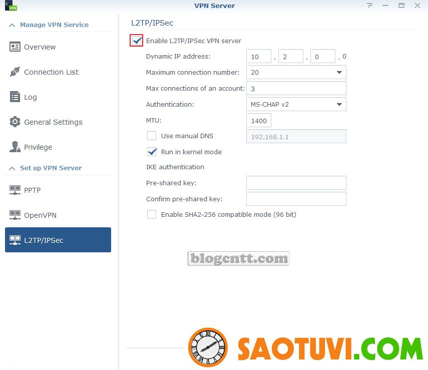 Setup L2TP VPN Server on Synology