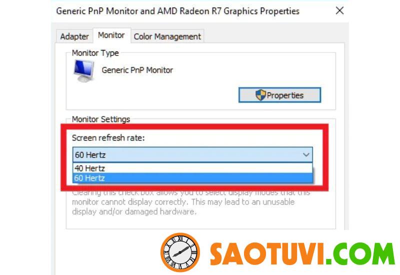 Nguyên nhân màn hình laptop bị giật, cách sửa chữa lỗi nhanh Thay đổi tần số quét của màn hình