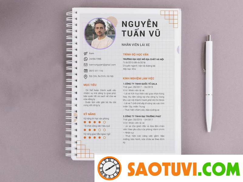 Tổng hợp những mẫu CV xin việc lái xe và cách viết đúng chuẩn Mẫu 1