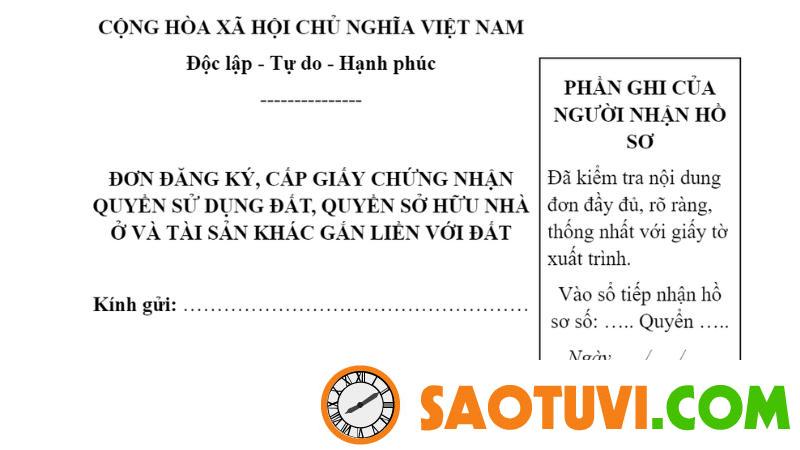 Mẫu đơn đăng ký cấp giấy chứng nhận quyền sử dụng đất