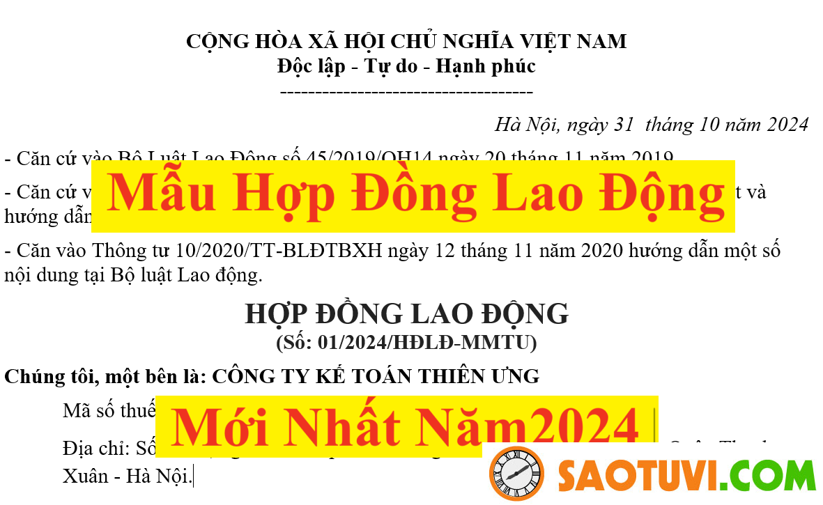 Mẫu hợp đồng lao động với người đã nghỉ hưu mới nhất