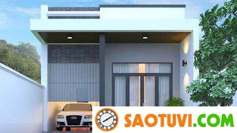 Mẫu nhà cấp 4 có gác lửng 4x16 vuông vức tích hợp gara xe ô tô