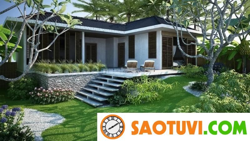 Top 15+ mẫu nhà cấp 4 đẹp giá rẻ 300 triệu đẹp tiện nghi Nhà cấp 4 với sân vườn rộng, nhiều cây cảnh