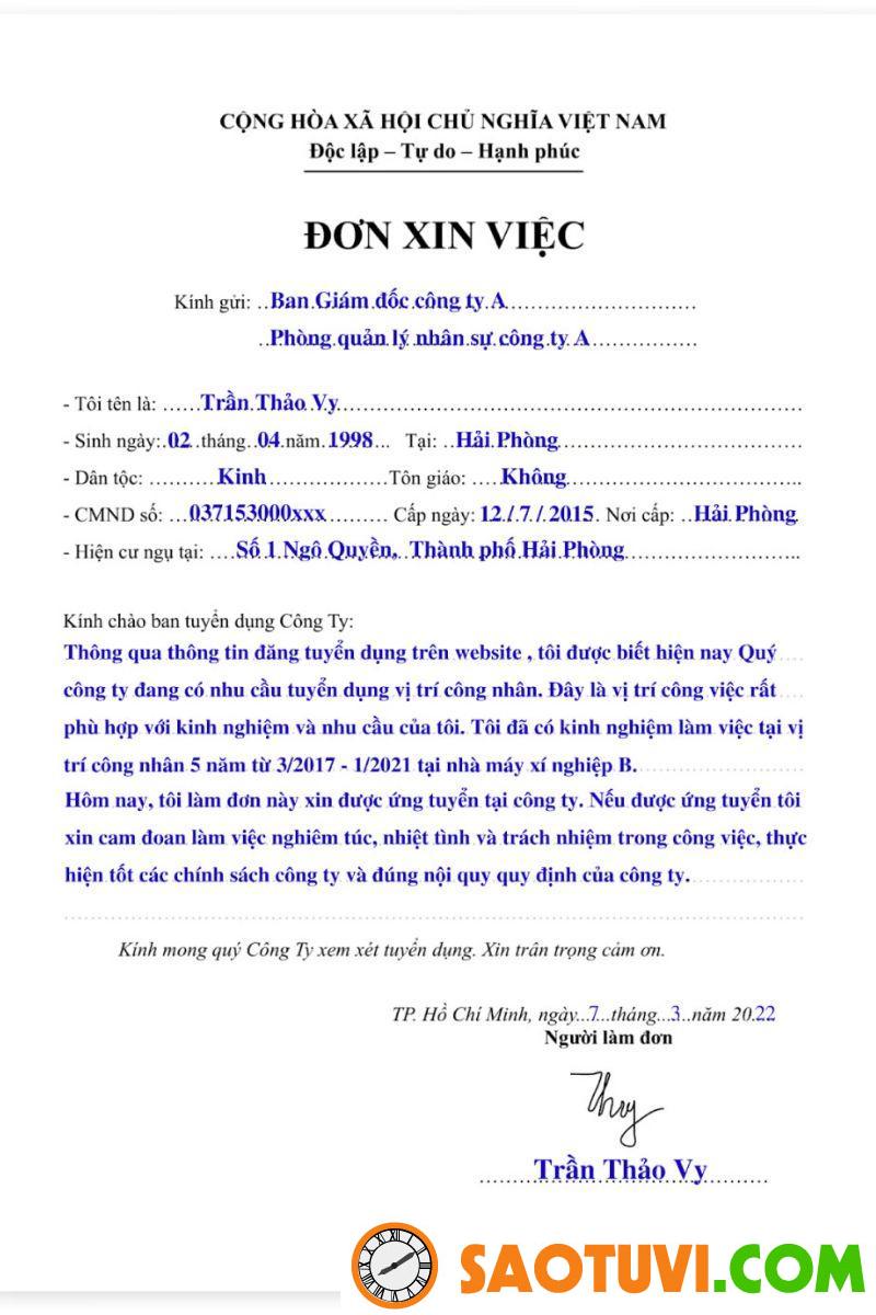Mẫu viết hồ sơ xin việc làm công ty chuẩn nhất 2024 Thông tin cần có của mẫu đơn xin việc