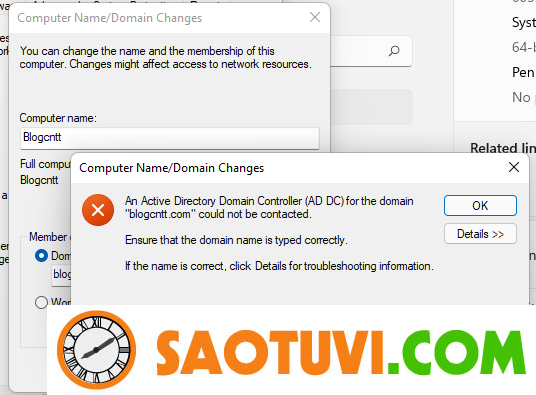 Sửa lỗi “Active Directory Domain Controller could not be contacted” khi join domain