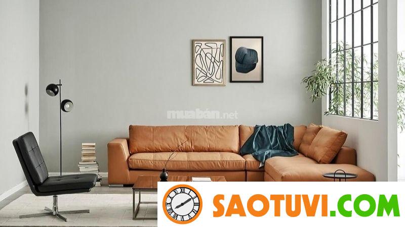 Tạo điểm nhấn là chiếc sofa tông vàng đất