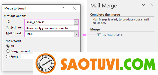 run-mail-merge Configure the Message options and run the mail merge.