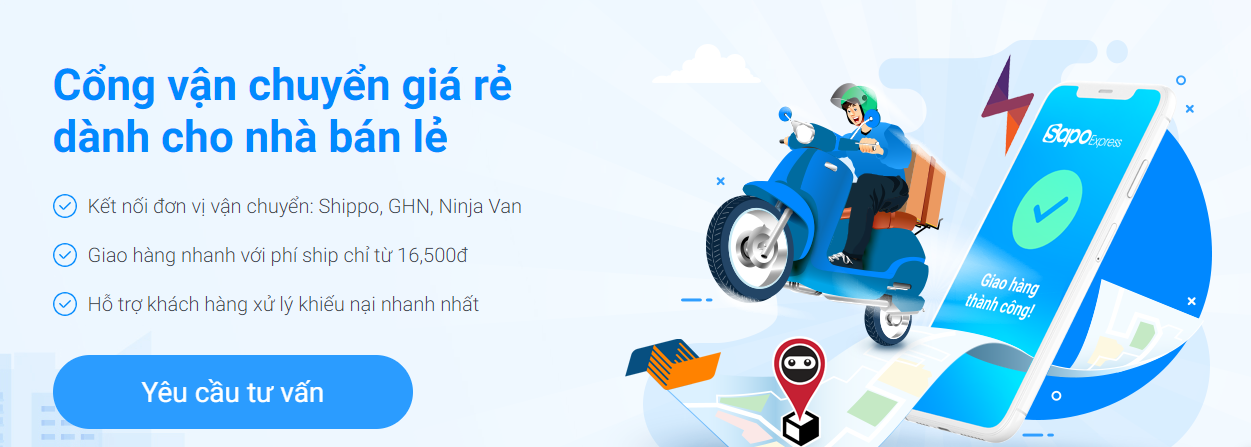 sapo-express Hãng vận chuyển giúp shop giao hàng tận nơi với giá hợp lý