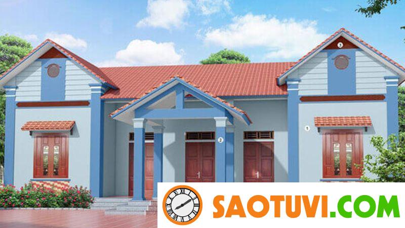 sơn mặt tiền nhà màu xanh ghi