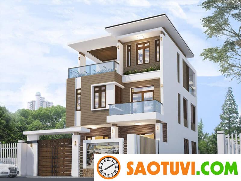 sơn mặt tiền nhà màu xanh ghi